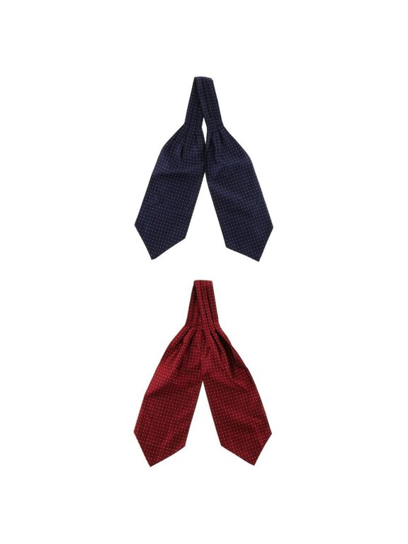 2PCS Men's Fashion Cravat Self Tie Polka Dot Jacquard Woven Luxury Ascot Necktie