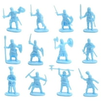 QccHieUs 2Pcs Plastic Medieval Knight Soldier Toys Action Figure Army Infantry Swordman Light Blue