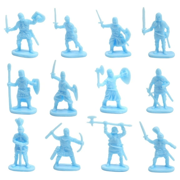 QccHieUs 2Pcs Plastic Medieval Knight Soldier Toys Action Figure Army Infantry Swordman Light Blue
