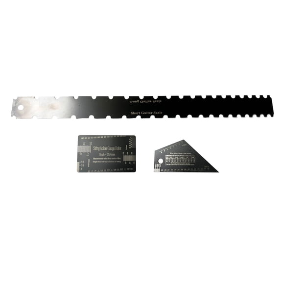 QccHieUs 3 Pieces Electric Guitar Neck Notched Straight Ruler String Actions Gauge Ruler