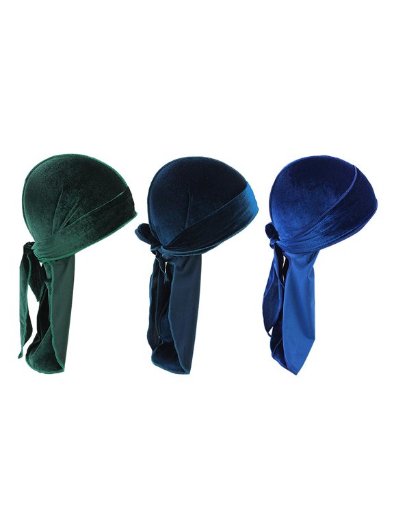 3 Pieces Women Mens Fashion Velvet Bandana Hat Muslim Headwrap Chemo Hats