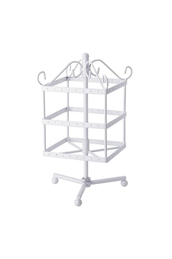 3 Tiers Metal Earring Holder Fashionable Hanger Earrings Stand for Necklaces and White