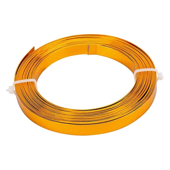 QccHieUs 33 Feet Aluminum Wide Flat Jewelry Craft Wire 5mm Thick Aluminum Wire for Bezel, Gold