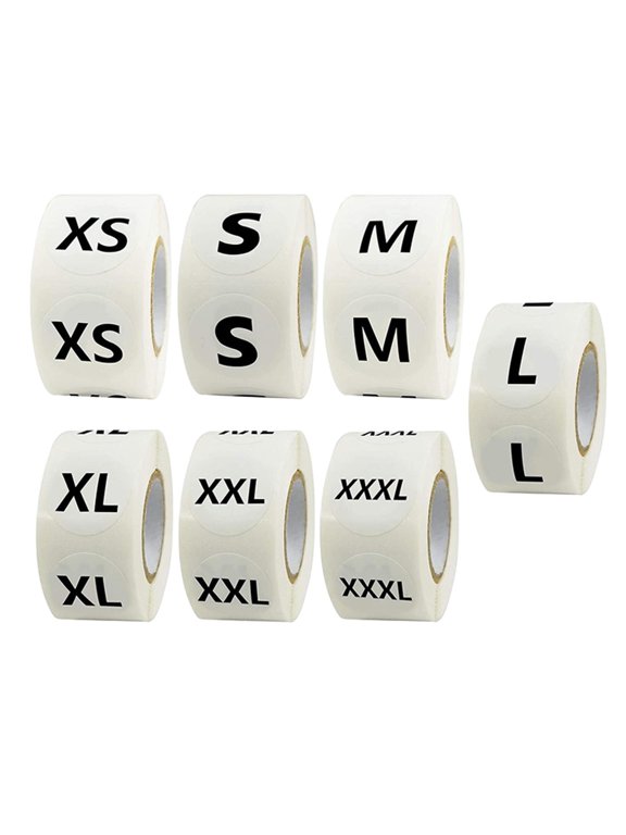 3500 PCS Clothing Size Stickers Labels 1inch Round Self Adhesive Size Stickers for Clothing T Shirts Retail, 7 Sizes (XS, S, M, L, XL, XXL, XXXL)