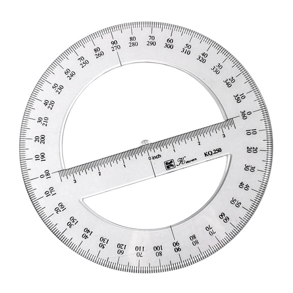 QccHieUs 360 Degree Circle Protractors Arm Ruler 9.8" Math Clear Drafting Tool for Office