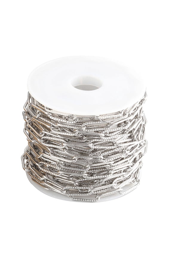 39inch Paperclip Chain for DIY Jewelry Making, 4mm Stainless Steel Oval Necklace Silver