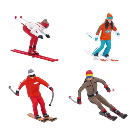 QccHieUs 4 Pieces 1/64 Scale Nordic Skiing Figure Miniature Skier Model Collection Crafts
