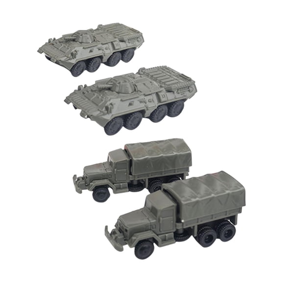 QccHieUs 4Pcs 1/144 Vehicle Building Kits DIY Assemble Fine Details Gift Idea Model Building Toys for Keepsake Kids Collection Display Style L