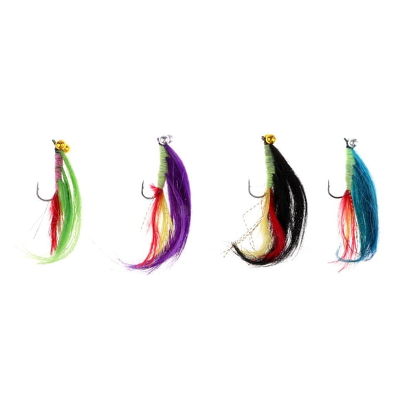 QccHieUs 4Pcs Fly Fishing Lures Streamer Fly Fishing Flies with Hook Long Feather Tail 3D