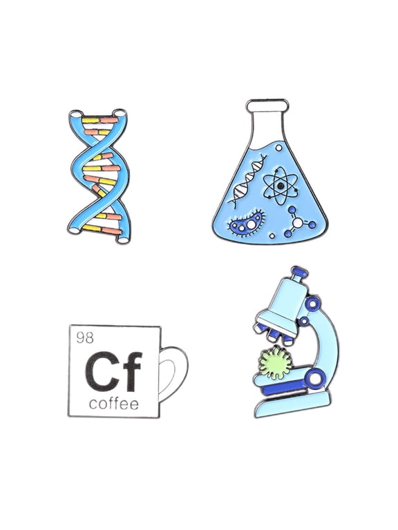 4Pcs Novelty Experiments Brooch Pins Set Decoration Scientific Badges Lapel Pins