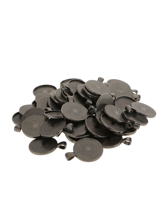 5 Pieces 25mm Round Bezel Base Setting Cabochon Cameo Pendant Trays - Jewellery Black