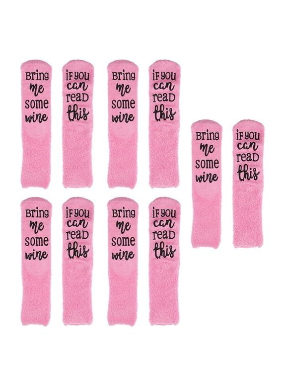 5/pack Novelty Fuzzy Wine Socks Cupcake Socks If You Can Read This Bring Me Wine
