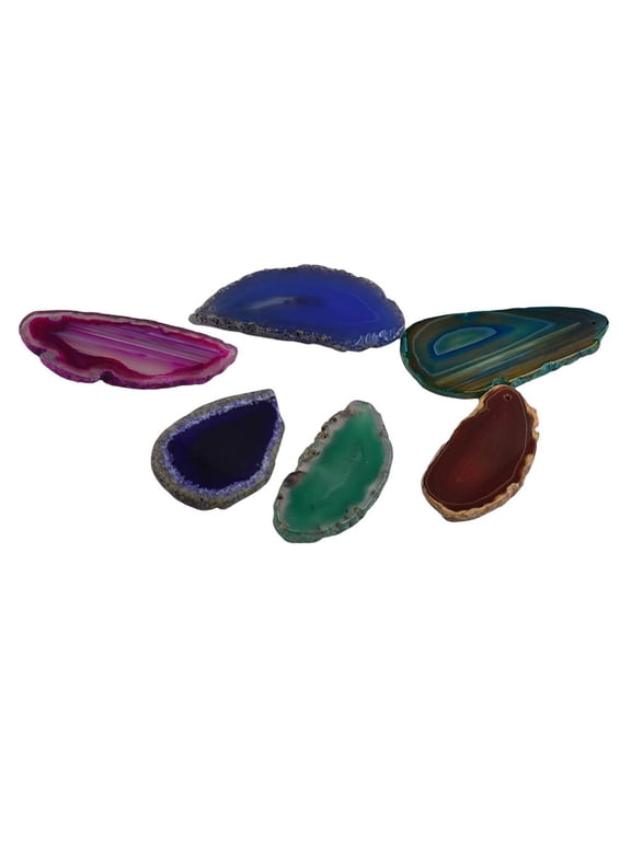 6 Piece Irregular Shape Agate Quartz Slice Pendant Charms For Jewelry Making
