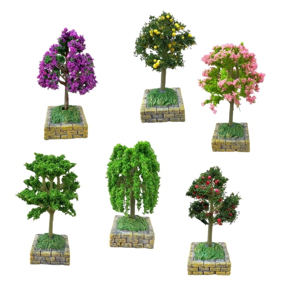 QccHieUs 6 Pieces Miniature Trees Model Trees Diorama Architecture Train Railroad Scenery