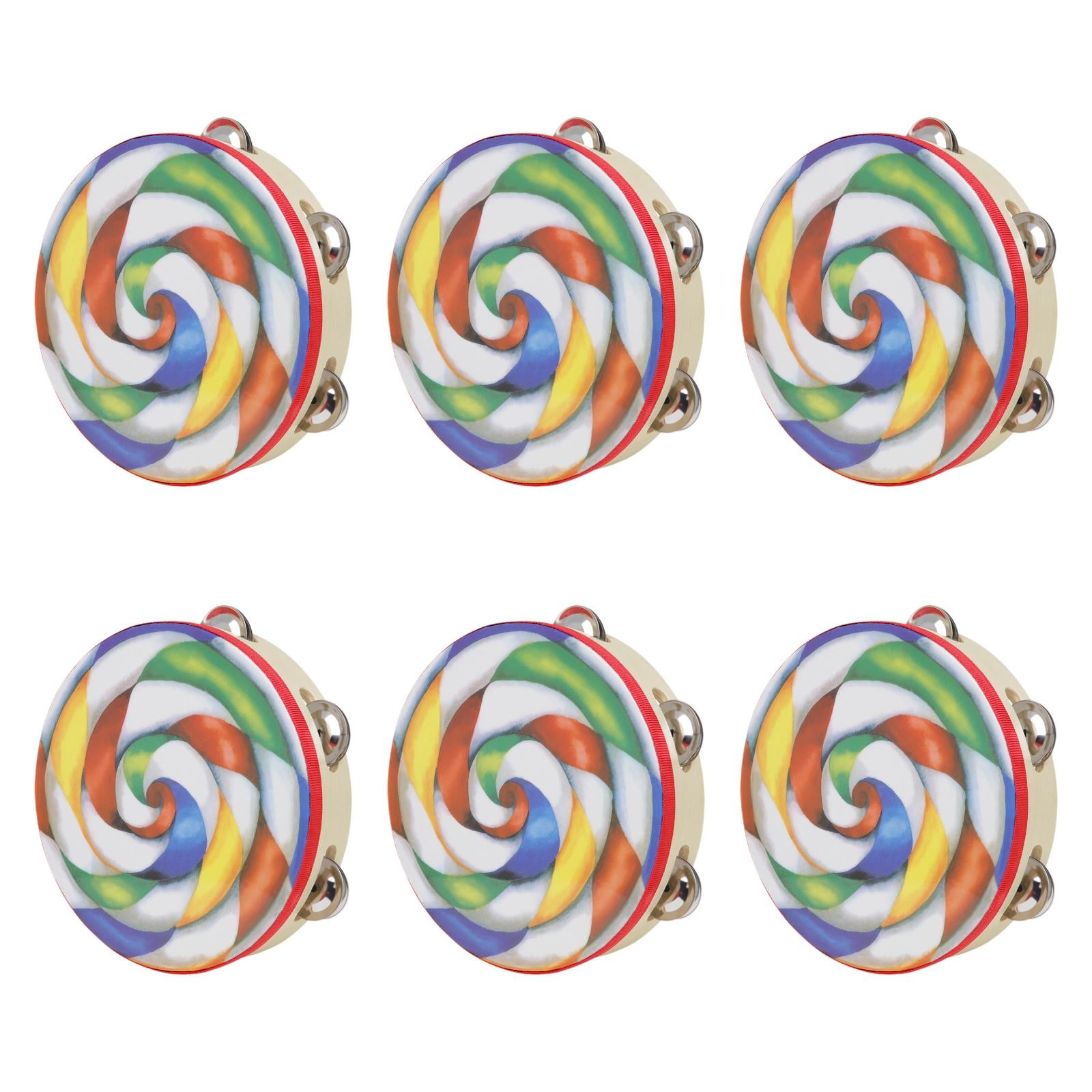 QccHieUs 6 Pieces Tambourines Rhythm Educational Handheld Bell for Kids Adults Percussion