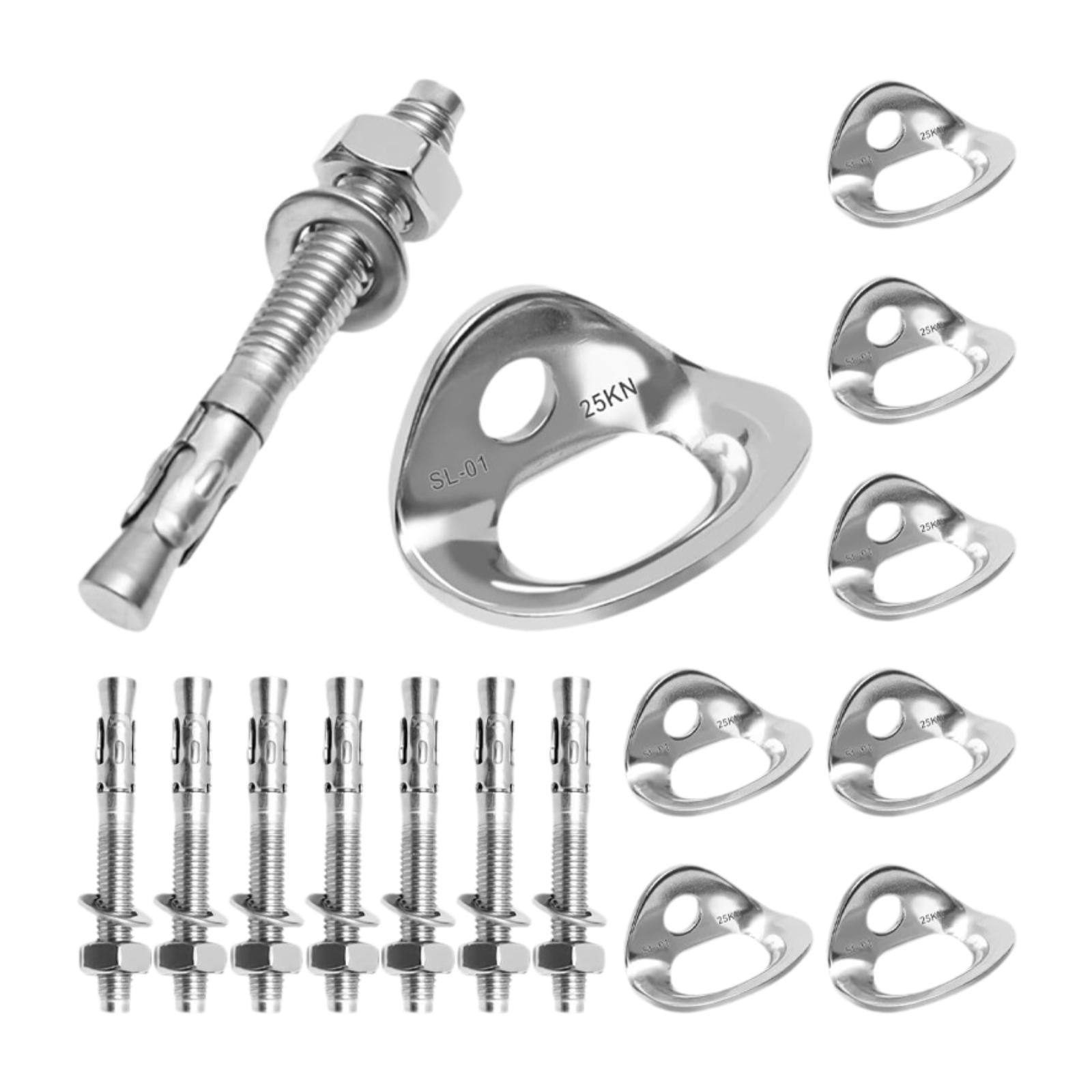 QccHieUs 8 Pieces Climbing Anchor Hangers Stainless Steel Professional Hanging Rings with