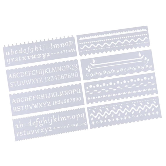 QccHieUs 8 Pieces Journal Stencil Plastic Planner Drawing Template Stencil Rulers Set for Wave