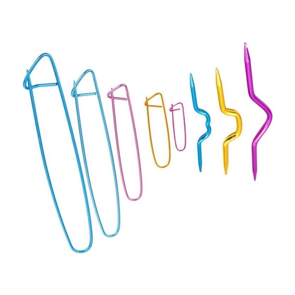QccHieUs 8pcs Colorful Aluminum Knitting Cable Needles Stitch Holder DIY Sewing Tools