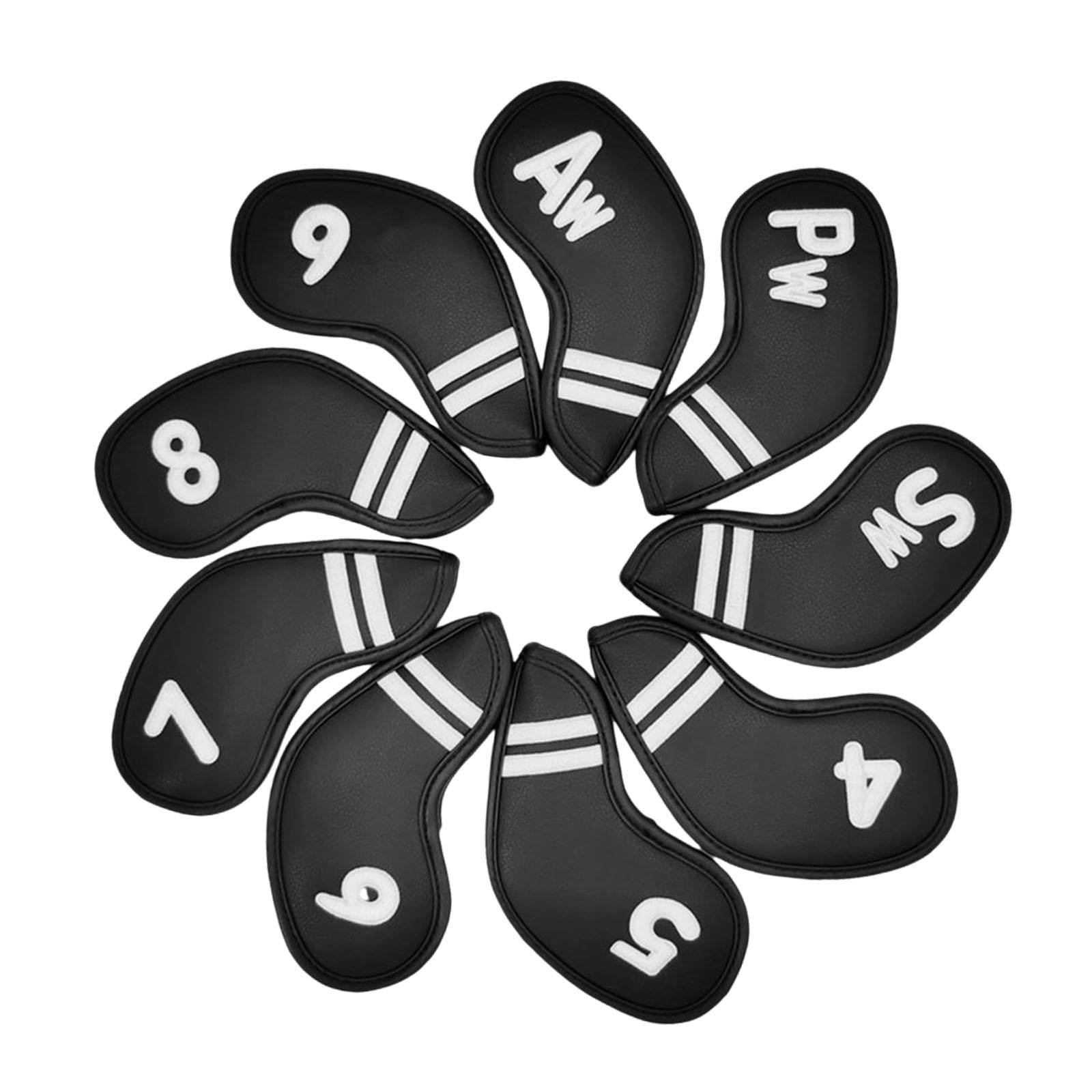 QccHieUs 9 Pcs Golf Club Head Covers, Mallet Putter Covers, Men's Protector, Premium black