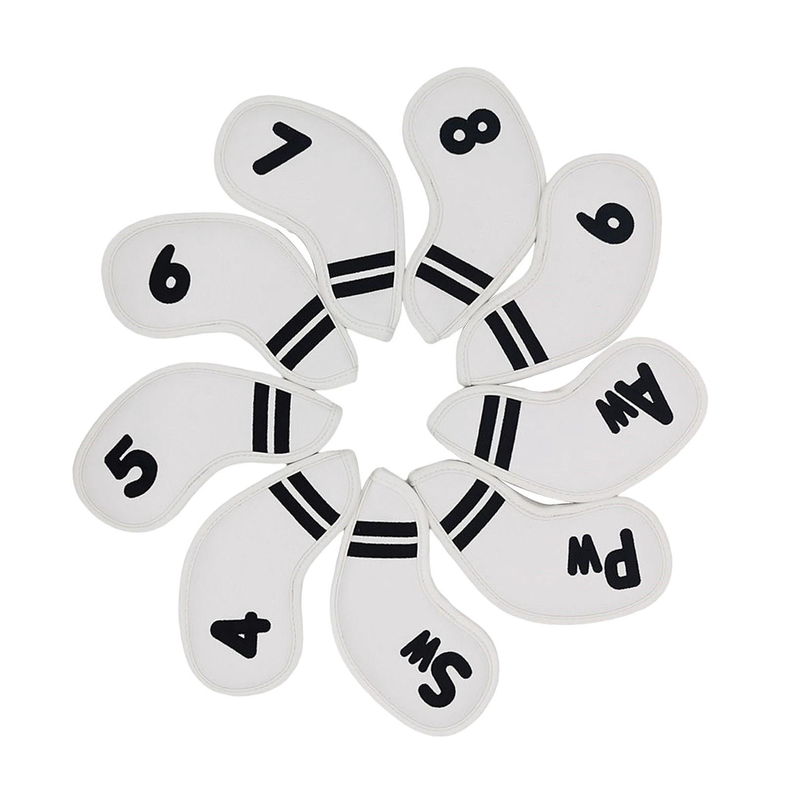 QccHieUs 9 Pcs Golf Club Head Covers, Mallet Putter Covers, Men's Protector, Premium white