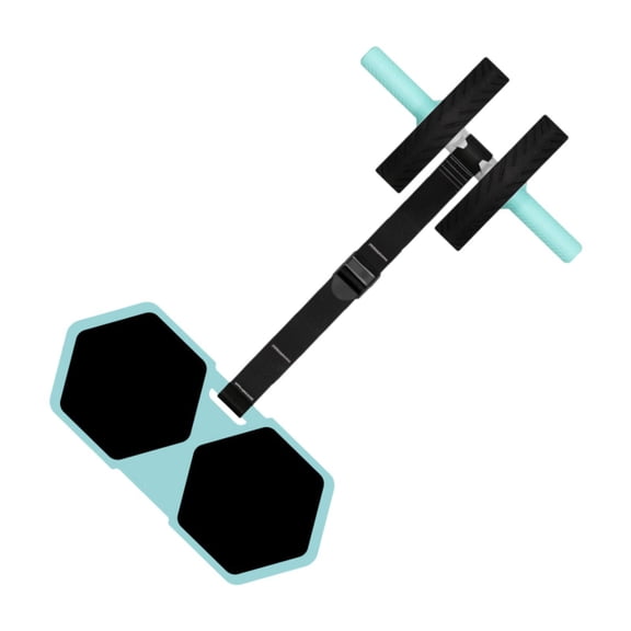 QccHieUs Ab Roller Wheel Knee Mat Portable Comfortable Handle with Elastic Strap for Body Blue