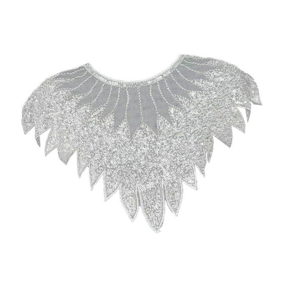 QccHieUs Beaded Sequin Cape Shoulder Cape for Women Wedding Evening Formal Dresses Family Silver