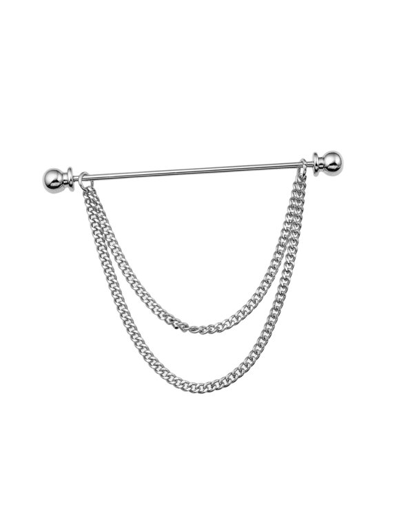 Brooch Pins with Tassel Chain Metal Lapel Pin Suit Coat Brooch Pin for Women Men Argent