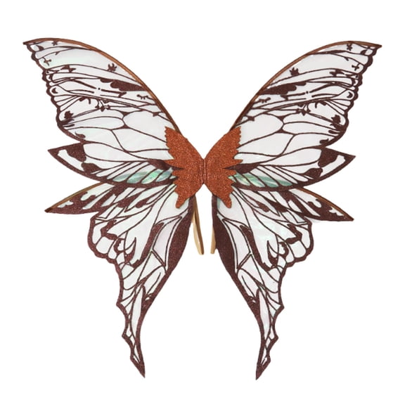 QccHieUs Butterfly Wing Cute Wearable Fairy Wing for Halloween Festival Party Photo Props Brown