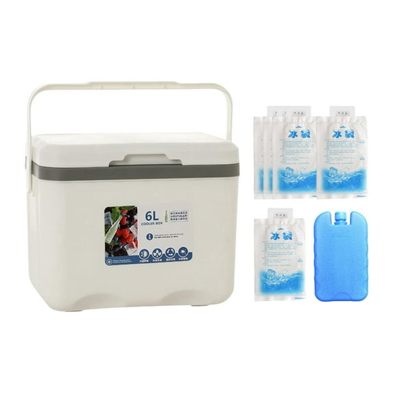 QccHieUs Camp Cooler, Ice Chest Box, Portable for Freeze/Hot Food with Ice Pack Cold Case White