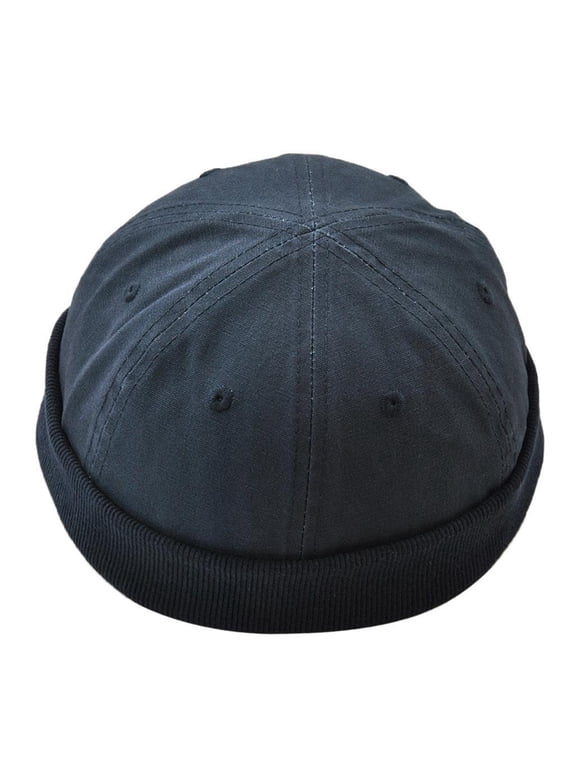 Casual Mens Adjustable Docker Sailor Mechanic SkullCap Beanie Biker Hat Deep Blue