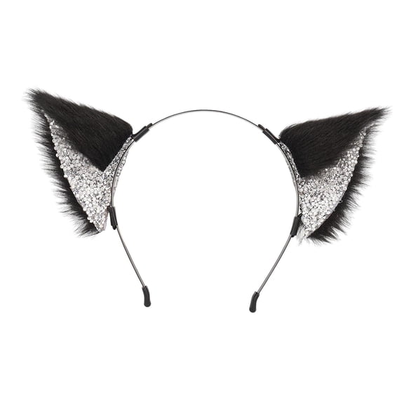 QccHieUs Cat Ear Headband Lightweight Hair Hoop Hair Accessories for New Year Birthday Black