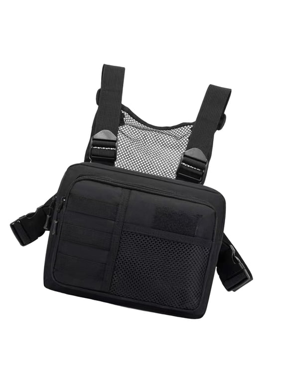 Chest Rig Bag Fanny Pack Holder Multiple Pockets Front Pack Pouch Vest Chest Bag Black
