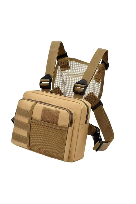 Chest Rig Bag Fanny Pack Holder Multiple Pockets Front Pack Pouch Vest Chest Bag Khaki