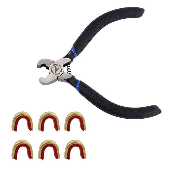QccHieUs Copper Buckle Pliers D Loop Pliers Compound Bow String Copper Nock Point Clamp Tongs with 6PCS Copper Buckle for Compound Recurve Bow