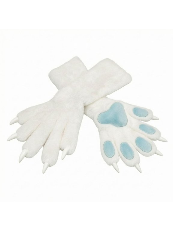 Cosplay Paw Gloves Clawed Paw Gloves with Claws Padded Soft Animal Paws for Furries, Cosplayers, Cosplay, Conventions, Stage Performance White L
