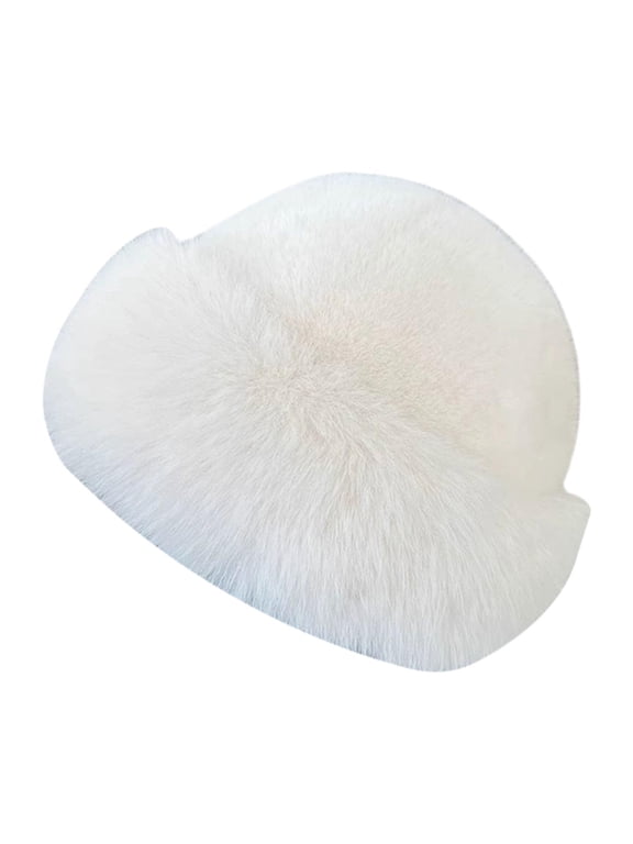 Cossack Hat Russian Hat Women Ear Protection Cap Thicken Soft Female Winter Faux White