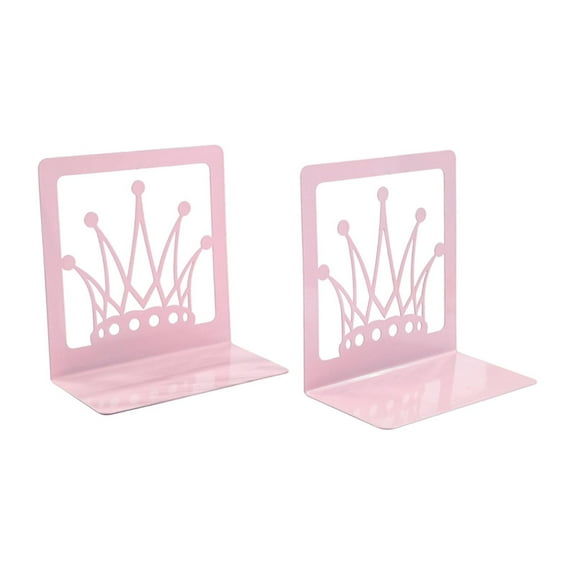 QccHieUs Crown Bookends CD Holder Metal Book Stopper Journal Book Organizer Princess Book