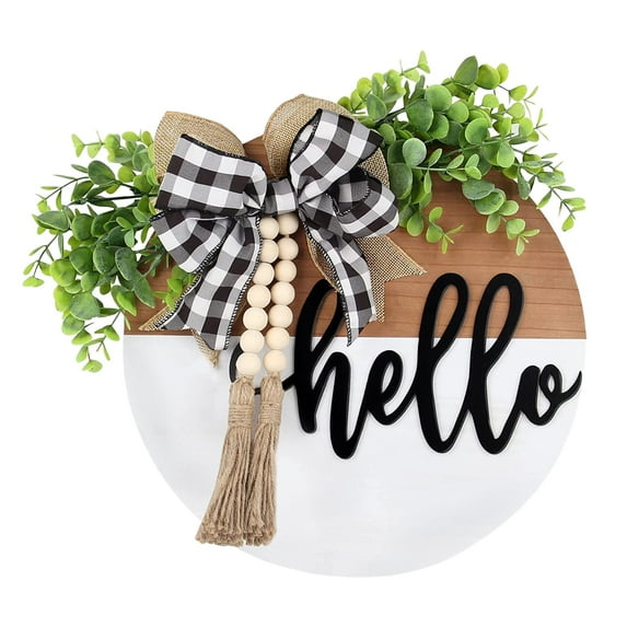 QccHieUs Decorative Door Signs 12inch Door Hanger for Festival Garden Decoration Brown Brown White