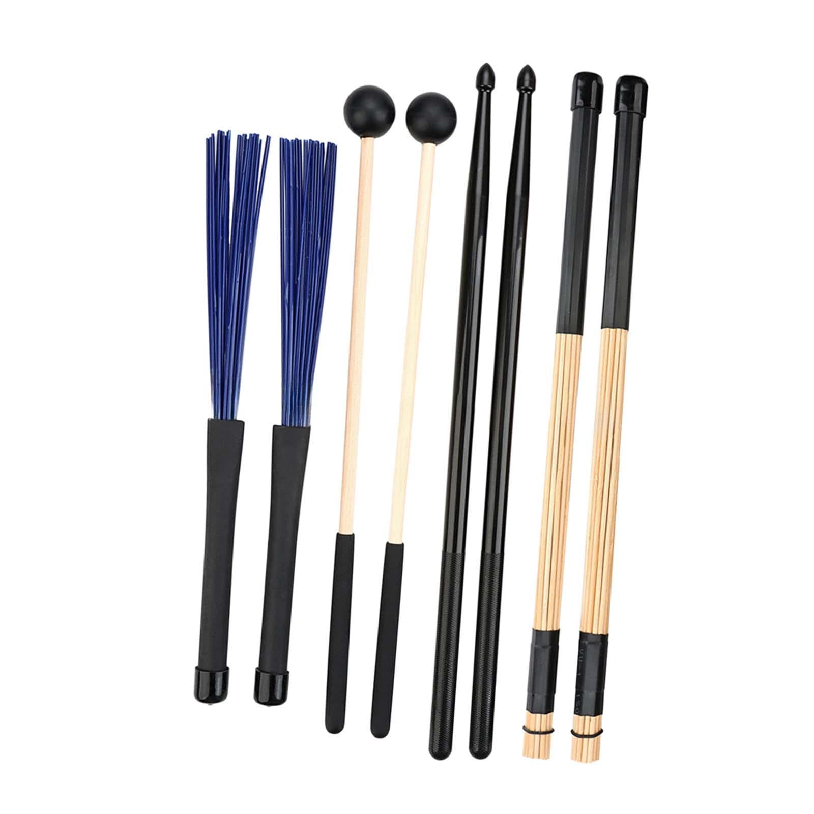 QccHieUs Drum Sticks Mallets Brushes Set Drumsticks Percussion Instrument Accessories for