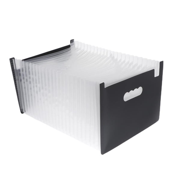 QccHieUs Expandable A4 binder, waterproof, for learning materials, documents, accordion Black