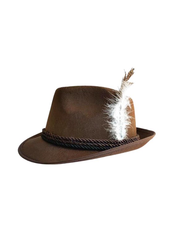 Fedora Hat Jazz Hat Cap with Feather Breathable Dry Clean Sturdy Vintage Classic Brown