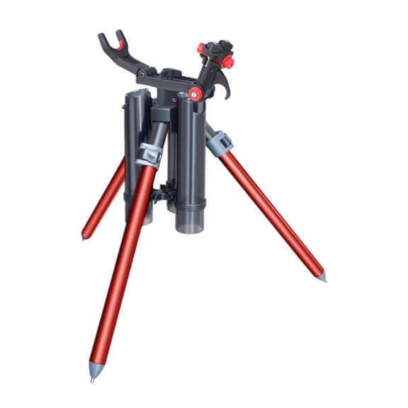 QccHieUs Fishing Rod Storage Tripod Support Pole Rack Organizer Adjustable Angle Fishing long red