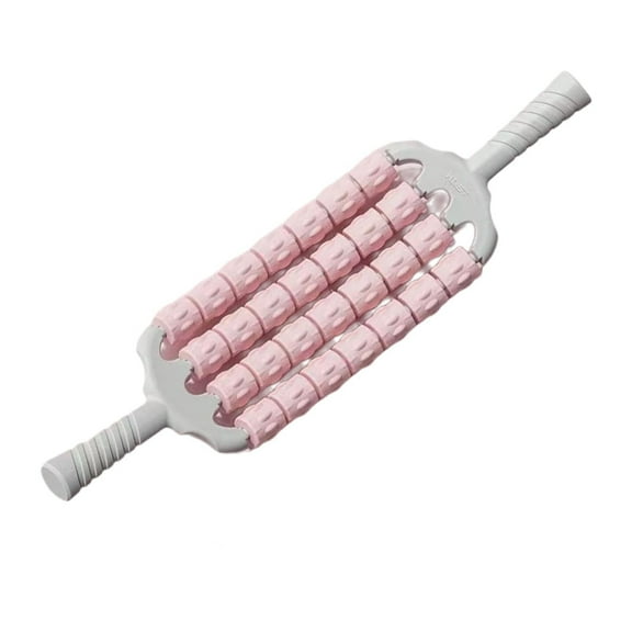 QccHieUs Flexible, Portable Massage Roller with Non-slip Handles, for , 4 Rows of Rollers Pink