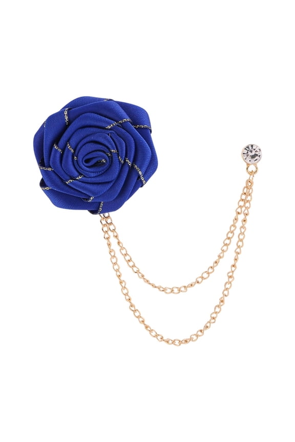 Flower Chain Brooch Lapel Pin Fashion Accessories Suit Pin for Stage Performance Blue