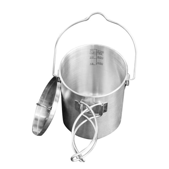 QccHieUs Foldable Camping Cup Cook Pot Portable Lightweight Compact Stainless Steel 75ml