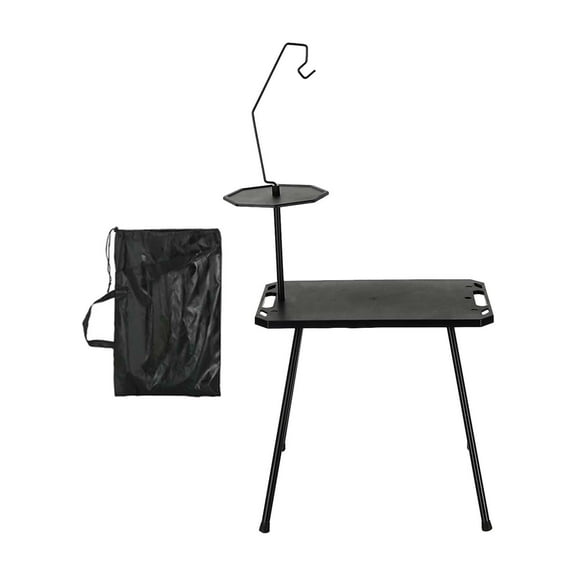 QccHieUs Foldable Camping Table Picnic Cooking Desk Camp Table with Carry Bag for Parties with light holder