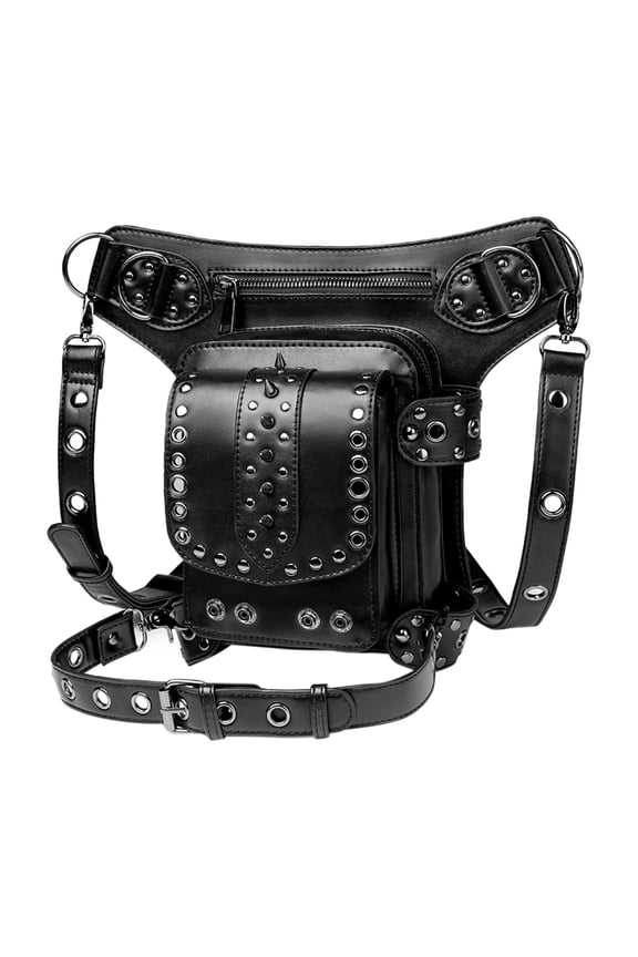 Gothic Steampunk Waist Bag with Detachable Strap Leg Hip Pack Fashion Waist Pack