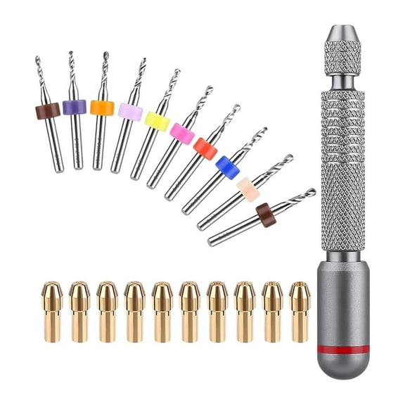 QccHieUs Hand Drill Kit with 1Pcs Mini Pin Vise 36 Degree Rotation Compact Multipurpose