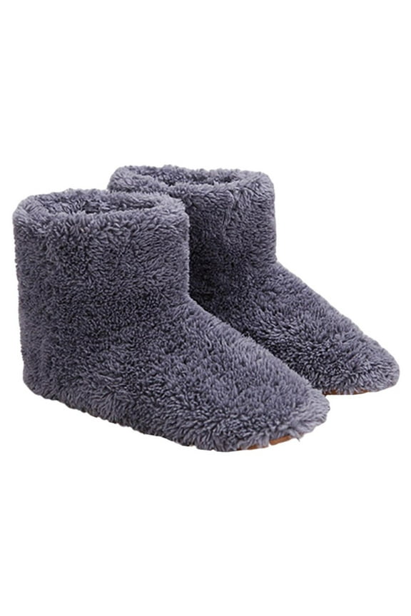 Heated Slippers Cold Weather Shoes, USB Electric Heated Up Shoes,Comfortable grey