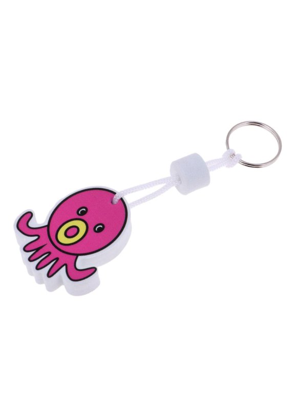 High Visibility Floating Keyring Floating Seawater Sports Swimming Keyring Chain Octopus Hot Pink